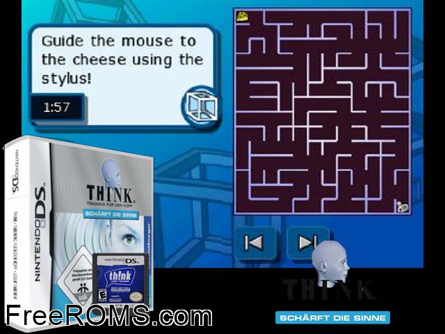 Think - Fit fuer den Job Germany NDS game showing 3D box cover and gameplay screenshot