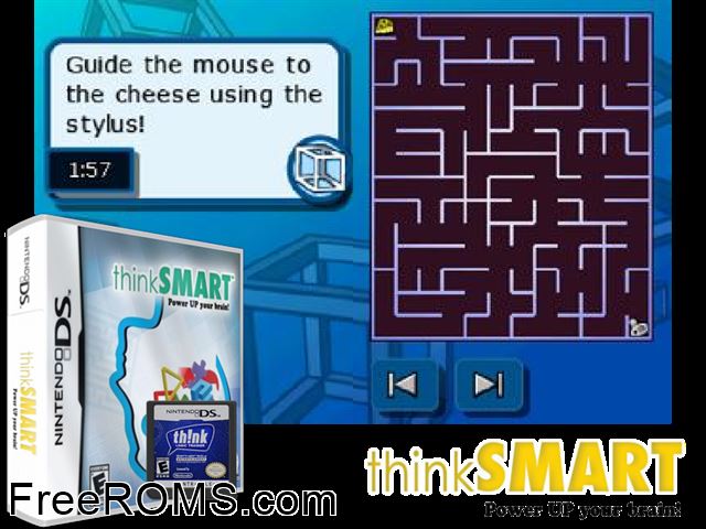 Think - Train Je Brein - Logica Trainer Netherlands NDS game showing 3D box cover and gameplay screenshot