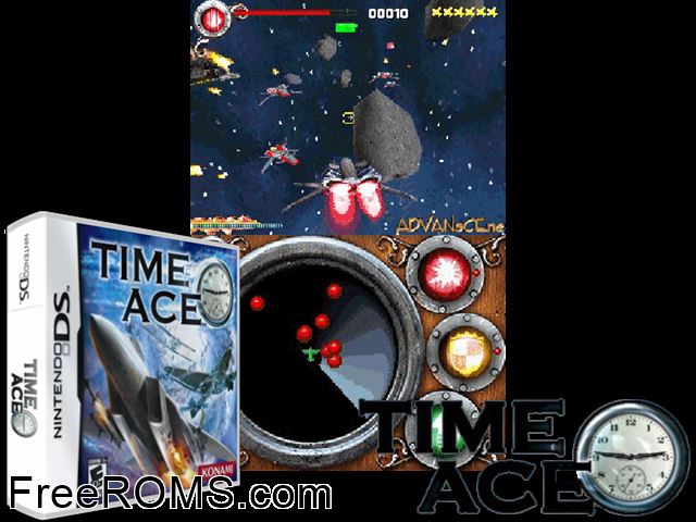 Time Ace NDS game showing 3D box cover and gameplay screenshot