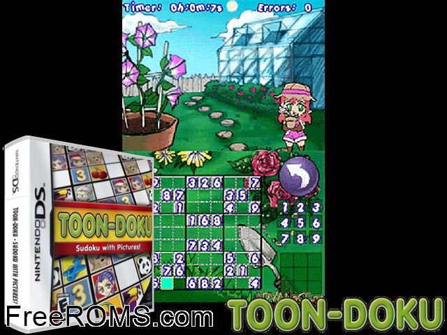Toon-Doku Europe NDS game showing 3D box cover and gameplay screenshot