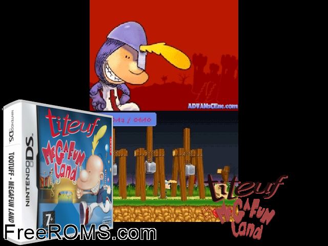 Tootuff - Megafun Land Europe NDS game showing 3D box cover and gameplay screenshot