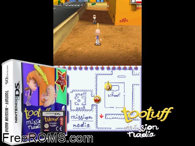 Tootuff - Mission Nadia Europe NDS game showing 3D box cover and gameplay screenshot