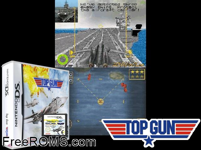 Top Gun Japan NDS game showing 3D box cover and gameplay screenshot