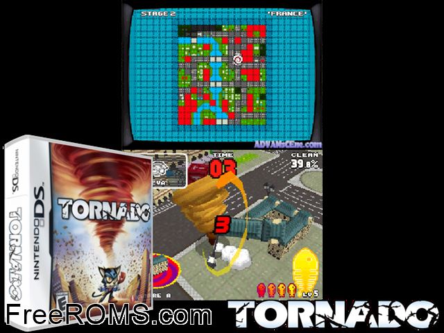 Tornado NDS game showing 3D box cover and gameplay screenshot