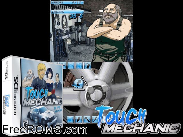 Touch Mechanic NDS game showing 3D box cover and gameplay screenshot