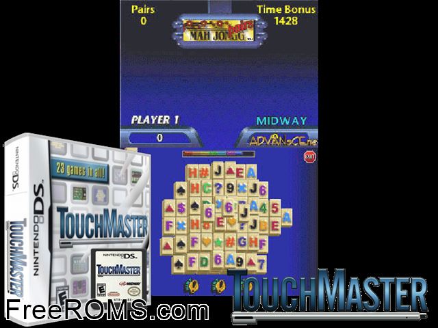 TouchMaster Europe NDS game showing 3D box cover and gameplay screenshot