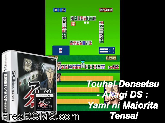 Touhai Densetsu Akagi DS - Yami ni Maiorita Tensai Japan NDS game showing 3D box cover and gameplay screenshot