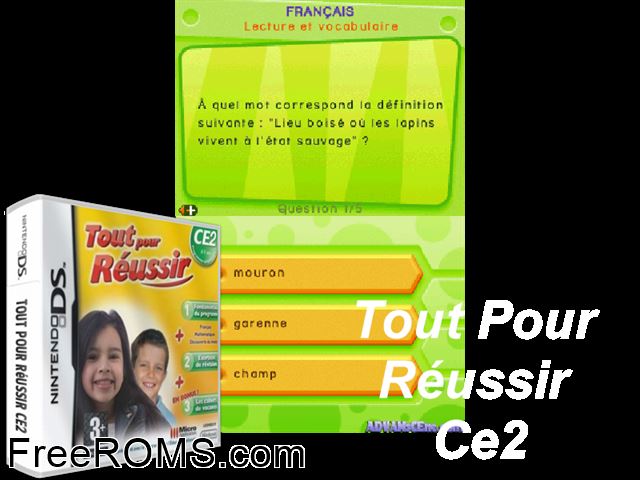 Tout pour Reussir CE2 France NDS game showing 3D box cover and gameplay screenshot