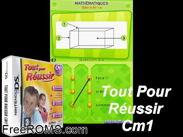 Tout pour Reussir CM1 France NDS game showing 3D box cover and gameplay screenshot