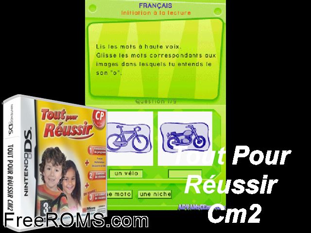 Tout pour Reussir CM2 France NDS game showing 3D box cover and gameplay screenshot