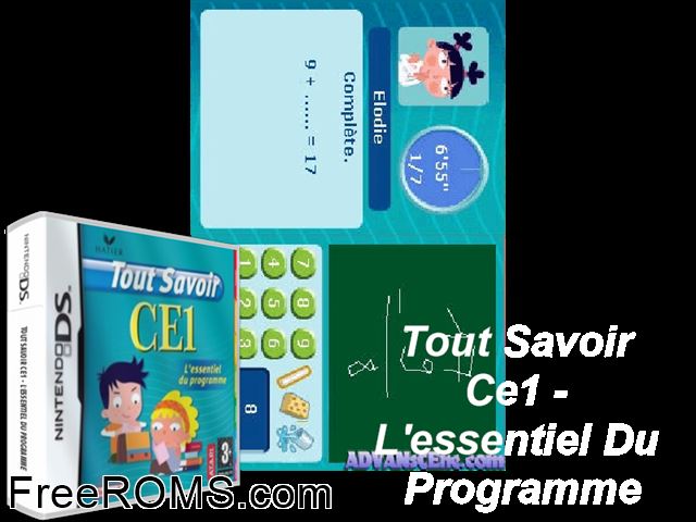 Tout Savoir CE1 France NDS game showing 3D box cover and gameplay screenshot