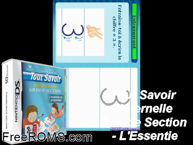 Tout Savoir Maternelle Grande Section - LEssentiel du Programme France NDS game showing 3D box cover and gameplay screenshot