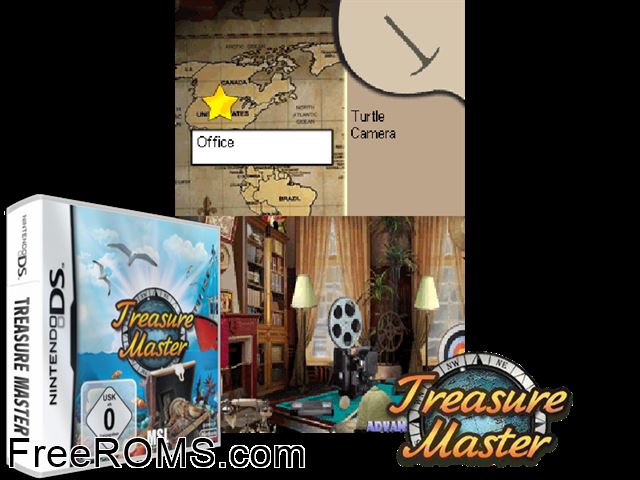 Treasure Master Europe NDS game showing 3D box cover and gameplay screenshot
