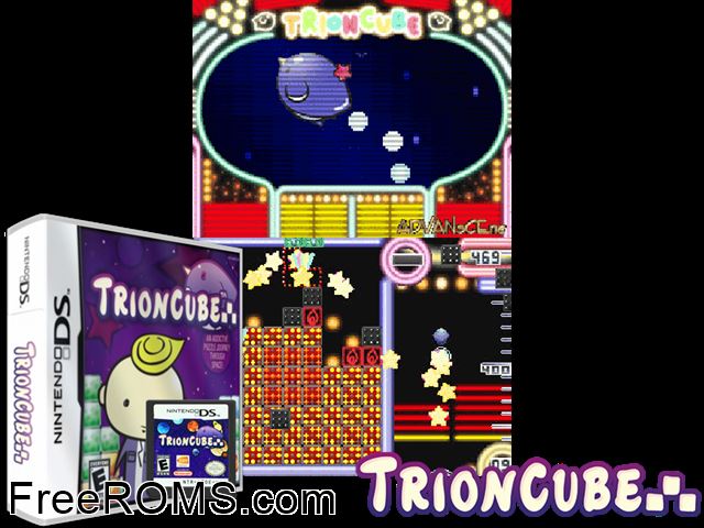 Trioncube NDS game showing 3D box cover and gameplay screenshot