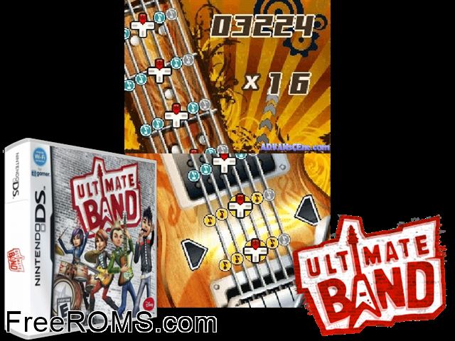 Ultimate Band NDS game showing 3D box cover and gameplay screenshot