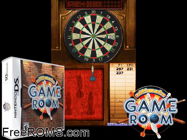 Ultimate Game Room NDS game showing 3D box cover and gameplay screenshot