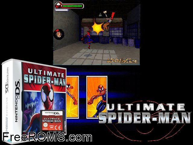 Ultimate Spider-Man France NDS game showing 3D box cover and gameplay screenshot