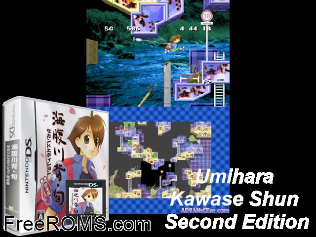 Umihara Kawase Shun - Second Edition Kanzenban Japan NDS game showing 3D box cover and gameplay screenshot