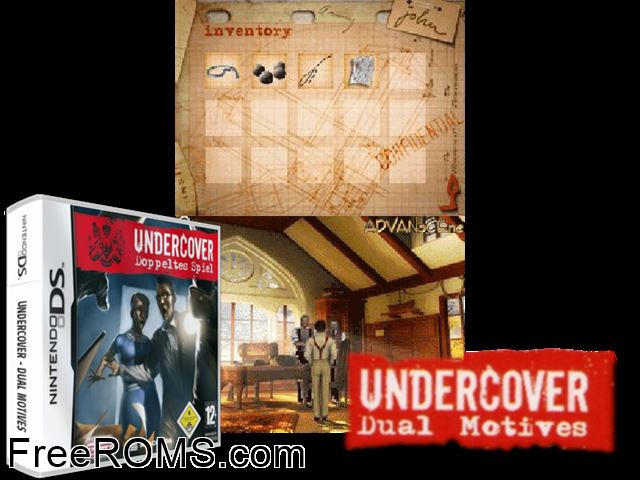 Undercover - Dual Motives Europe NDS game showing 3D box cover and gameplay screenshot