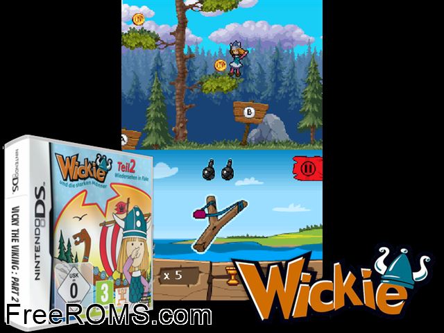 Vicky - The Viking Europe NDS game showing 3D box cover and gameplay screenshot