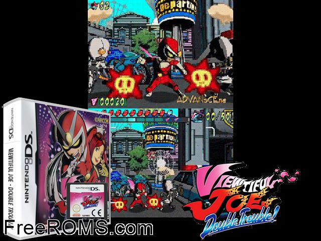 Viewtiful Joe - Double Trouble! France NDS game showing 3D box cover and gameplay screenshot