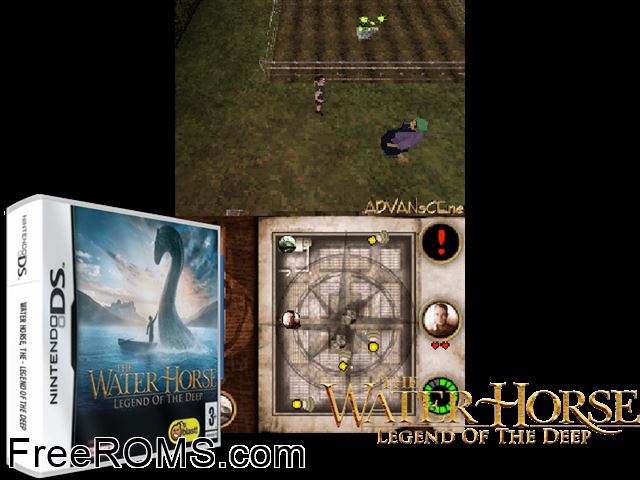Water Horse - Legend of the Deep Europe NDS game showing 3D box cover and gameplay screenshot