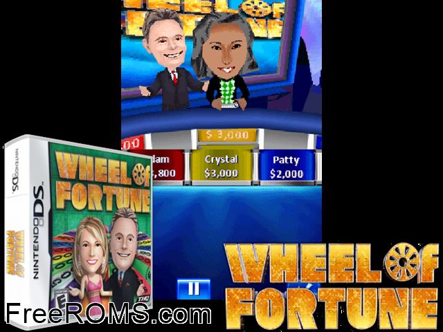 Wheel of Fortune NDS game showing 3D box cover and gameplay screenshot