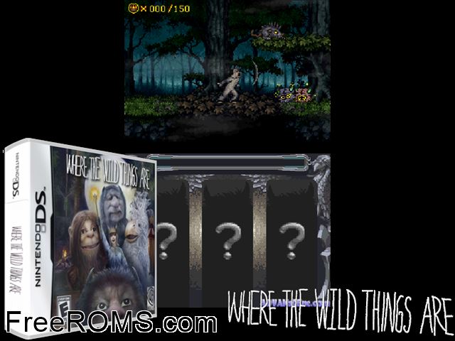 Where the Wild Things Are Europe NDS game showing 3D box cover and gameplay screenshot
