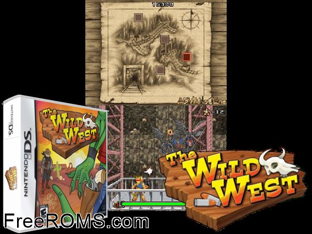 Wild West, The NDS game showing 3D box cover and gameplay screenshot