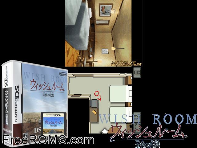 Wish Room - Tenshi no Kioku Japan NDS game showing 3D box cover and gameplay screenshot