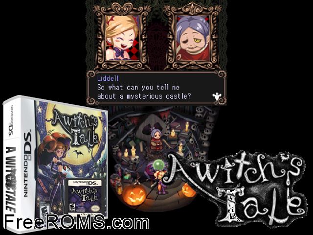Witchs Tale, A NDS game showing 3D box cover and gameplay screenshot