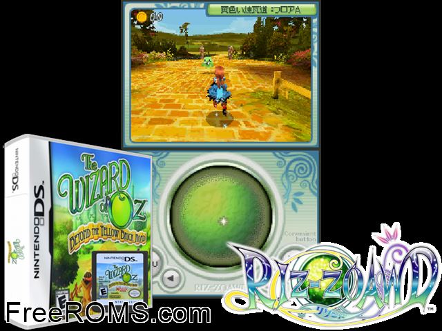 Wizard of Oz - Beyond the Yellow Brick Road, The NDS game showing 3D box cover and gameplay screenshot