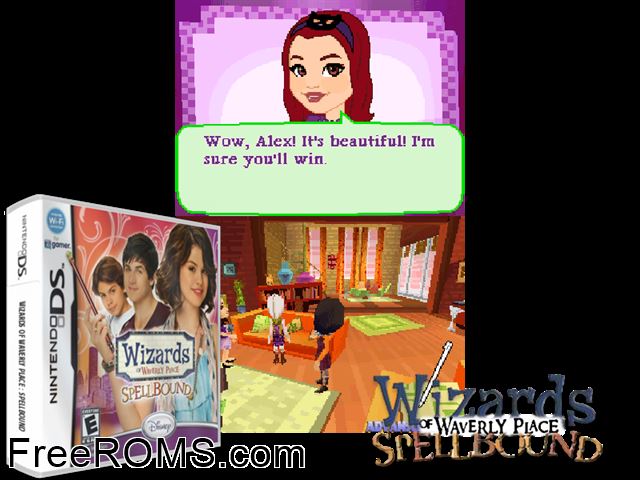 Wizards of Waverly Place - Spellbound Europe NDS game showing 3D box cover and gameplay screenshot