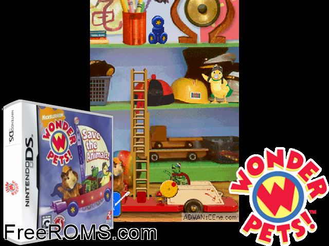 Wonder Pets! - Save the Animals! Europe NDS game showing 3D box cover and gameplay screenshot