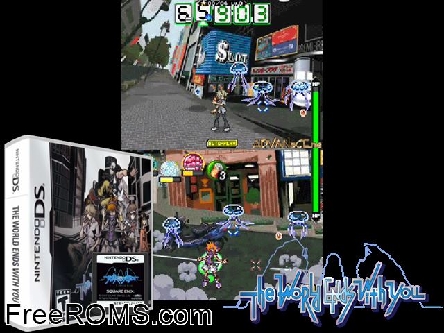 World Ends With You, The NDS game showing 3D box cover and gameplay screenshot