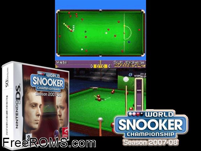 World Snooker Championship - Season 2007-08 Europe NDS game showing 3D box cover and gameplay screenshot