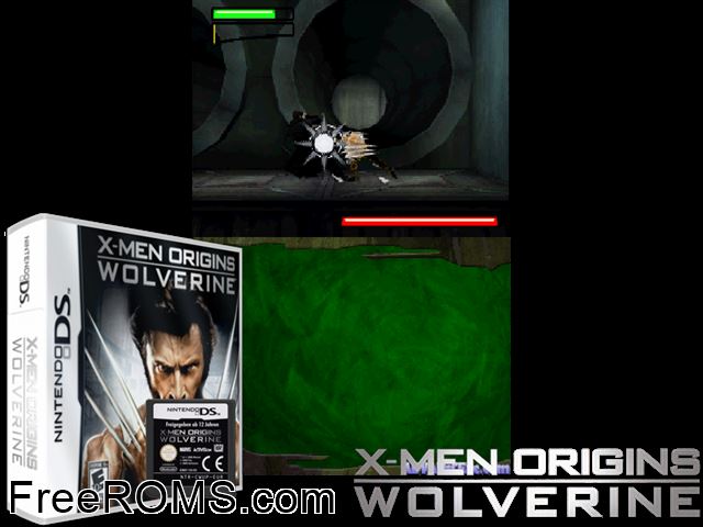 X-Men Origins - Wolverine NDS game showing 3D box cover and gameplay screenshot