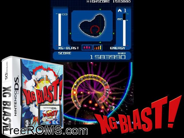 XG Blast! Europe NDS game showing 3D box cover and gameplay screenshot