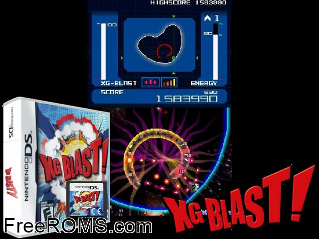 XG Blast NDS game showing 3D box cover and gameplay screenshot