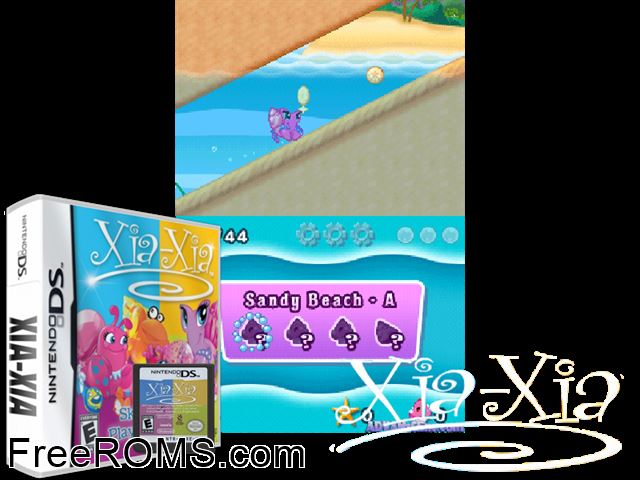 Xia-Xia Europe NDS game showing 3D box cover and gameplay screenshot
