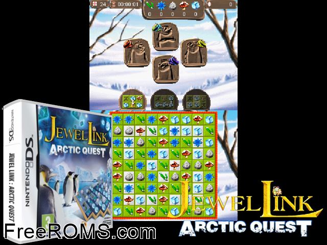 Yeti Quest Europe NDS game showing 3D box cover and gameplay screenshot