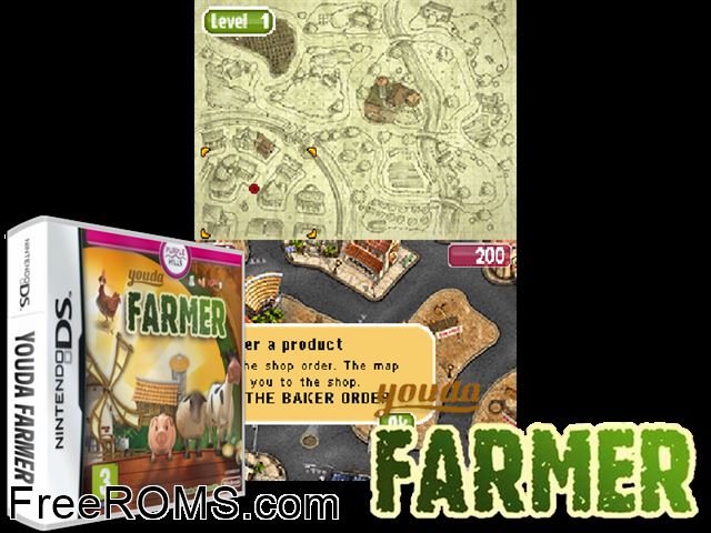 Youda Farmer NDS game showing 3D box cover and gameplay screenshot