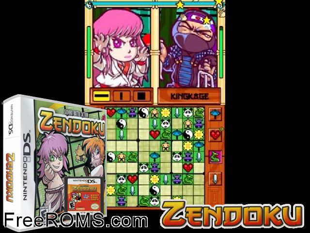 Zendoku NDS game showing 3D box cover and gameplay screenshot