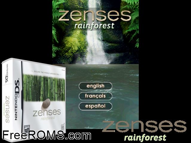 Zenses - Rainforest Europe NDS game showing 3D box cover and gameplay screenshot