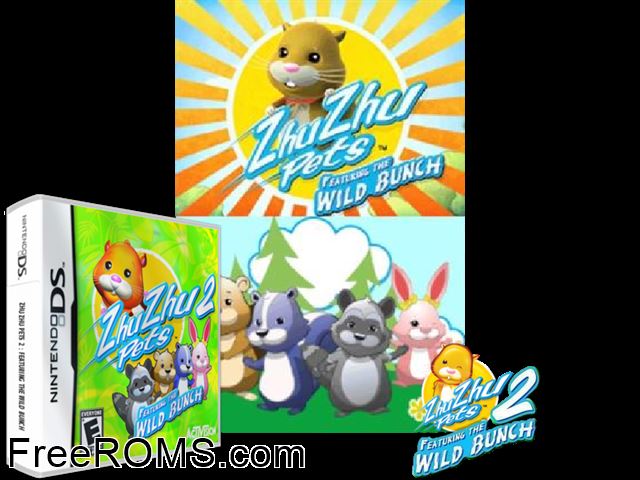 Zhu Zhu Pets 2 - Featuring The Wild Bunch Europe NDS game showing 3D box cover and gameplay screenshot
