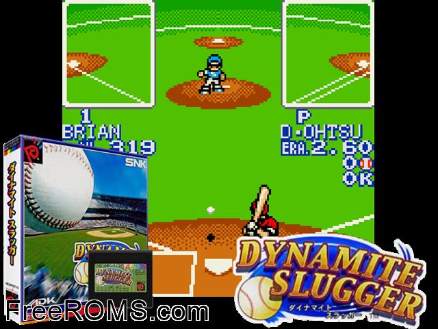 Dynamite Slugger Jap NeoGeo Pocket game showing 3D box cover and gameplay screenshot