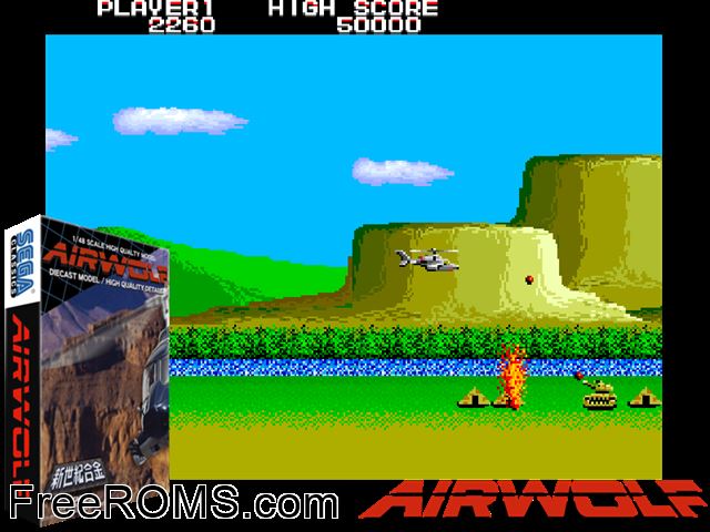 Airwolf NES game showing 3D box cover and gameplay screenshot