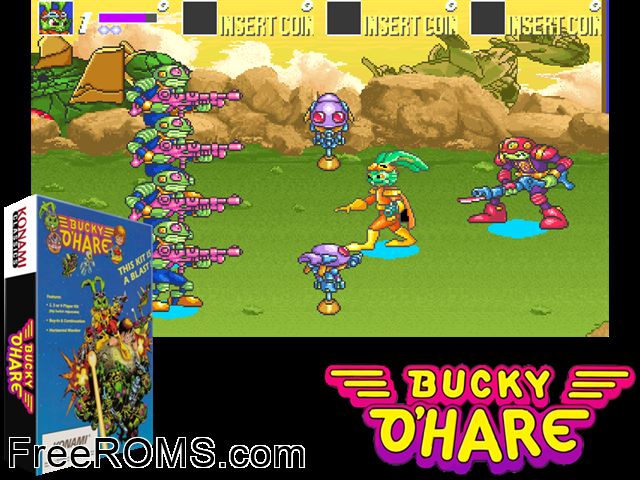 Bucky O' Hare NES game showing 3D box cover and gameplay screenshot
