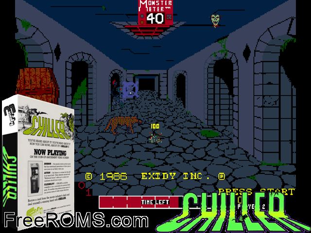 Chiller NES game showing 3D box cover and gameplay screenshot