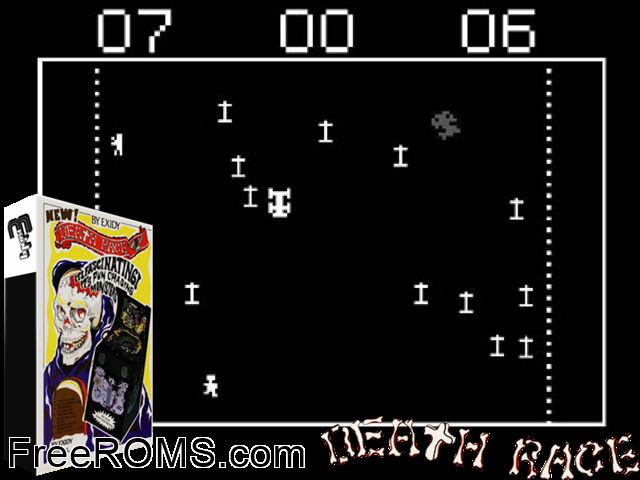 Death Race NES game showing 3D box cover and gameplay screenshot